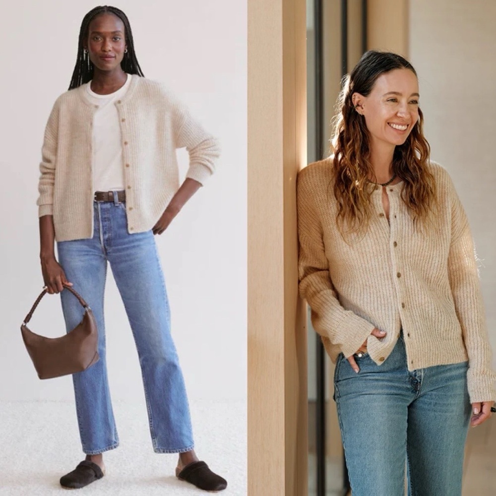 Jenny Kayne Hayes Crewneck Cardigan In Sand